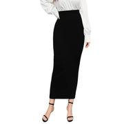 Solid Color Women's Regular Fit Midi Skirt 2025 Elastic Waist Casual Office Slimming Elegant Skirt