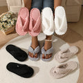 Fashion Clip Toe Corduroy Slippers Women Indoor Soft Sole Warm Plush Flip Flops Woman Comfortable Flat Bottom Home Slippers 45