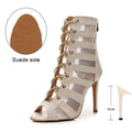 New Women High Heels Peep Toe Ankle Boot Stilettos Jazz Woman Dance Shoes High Top Women Ballroom Dance Boots Soft Soles