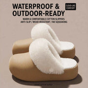 Waterproof Winter Warm Slippers Women Thick Platform EVA Clogs Fluffy Plush Silent Non-Slip Wear-Resistant Indoor Outdoor Shoes