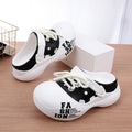 Women's Outdoor Chunky Platform Sandals Non-Slip Clogs Slides Flat Breathable Striped Shoelaces Closed Toe Thick Sole Slippers