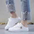 Womens Half Slipper Sneakers Comfortable Women Casual Shoe Lace-up Women Flat Shoes Breathable Canvas Shoes Anti-slip Zapatillas