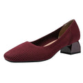 Square heel casual shoes for women, flying woven single shoes
