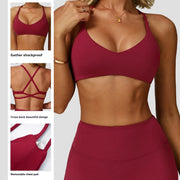 Women Sports Bra High Support Women Gym Underwear Push-up Back Cross Yoga Crop Top Running Workout Fitness Pilates Solid Color