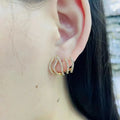 New In Crystal Five Claws Stud Earrings for Women Sweet Curved Luxury Full Rhinestone Small Wedding Ear Jewelry Pendientes