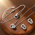 Women's Classic Stainless Steel Roman Numerals Necklace Bracelet Earrings Set - Versatile Simple Daily Jewelry