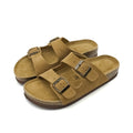 Men Women Genuine Suede Slide Sandals, Birken Style Cork Footbed Arch Support Adjustable Buckle Non-Slip Casual Summer Slides