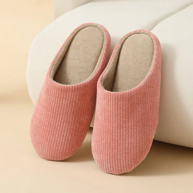 Elegant Plain Women's Winter Slippers Warm Soft Plush Non-Slip Comfortable Casual Indoor Outdoor Couple Shoes