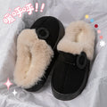 Women's Cotton Slippers 2026 New Winter Half Bag Heel with Plush Thick Sole for Indoor Home Warmth and Fashion Cotton Shoes