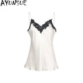 AYUNSUE 100% Mulberry Silk Tops for Woman 16MM Silk Tanks Top 2026 Hot Selling Summer Sleepwear Bathrobes Pajama Pijama Feminino