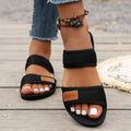 Women's Simple Style Toe-Open Sandals Breathable Skin-Friendly Comfortable Flat Bottom Slip-On Shoes Mesh Material