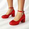 Pumps Spring and Autumn New Style Fashion square Heel Round Head woman shoes bling party Women's Shoes high 6cm size 34-43