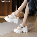 2025 New Women Sandals Women Slippers Black Wedge Platform Open Toe Women Orthopedics Thick Bottom Beach High Heels Slides