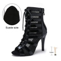 New Women High Heels Peep Toe Ankle Boot Stilettos Jazz Woman Dance Shoes High Top Women Ballroom Dance Boots Soft Soles