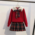 Skirt New autumn and winter collection: stylish and trendy two-piece pleated skirt set for girls