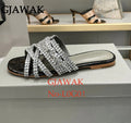 Bling Bling Rhinestone Decor Flat Slippers Women Open Toe Sandals Summer Slides Dress Shoes Party Wedding Slippers Women