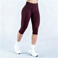 Women Seamless Capri Yoga Pants High Stretch Tight Fit Mid‑Calf Leggings Solid Color Workout Gym Running Fitness Sports Cropped