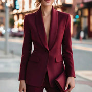 Women Shawl Lapel Single Breasted Blazer Solid Slim Fit Long Sleeve Formal Office Business Suit Jacket Vestidos
