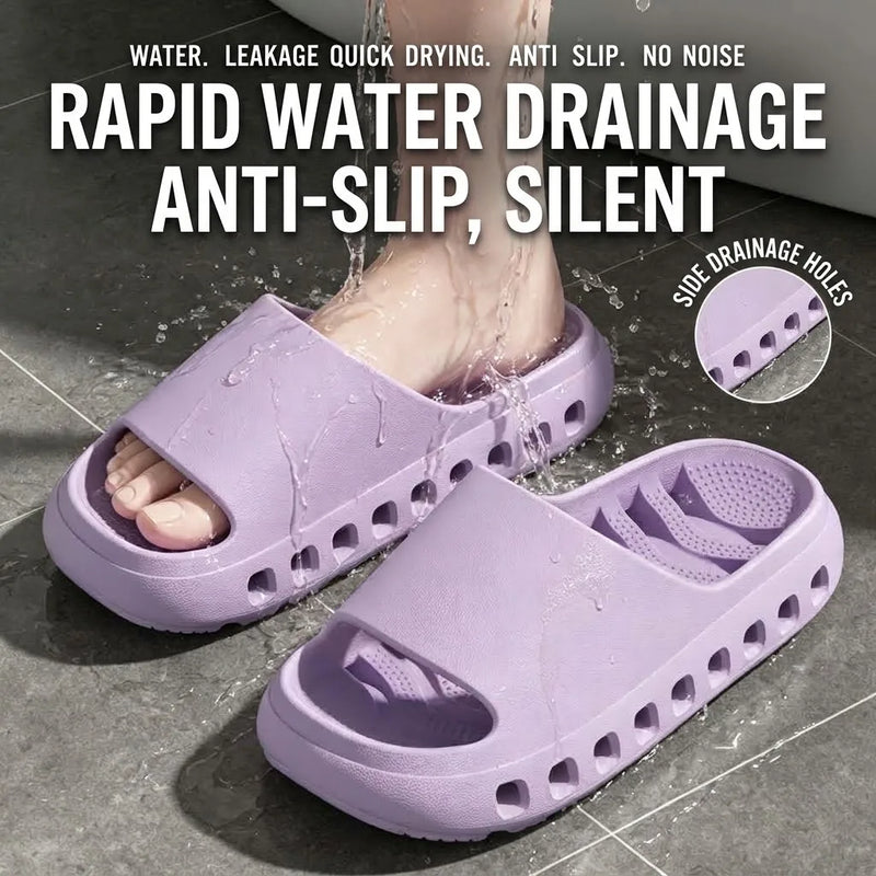 Bathroom Slippers Men Women Quick Drying Shower Shoes Thick Sole EVA Drain Hole Slides Anti-Slip Indoor Soft Platform Sandals