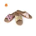 Women's Straw Slipper Indoor Anti-slip Home Shoes Flat Sandals Casual Slippers Women's Cross Strap Linen Slippers Vintage Floral