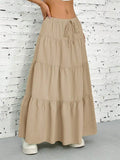 Women's Long Skirts European and American Cross-Border New Style Wish Spring and Summer Women's Skirts, Tie-Strap Spliced Flared Skirts, Loose Long