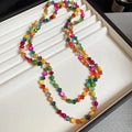Bohemian Style Natural Shell Crystal Layered Necklace With A Light Luxury And High-end Feel Long Double-layer Seaside Accessory