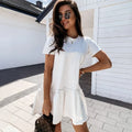 New Women's Elegant Solid Color Dress Short Dresses Loose Casual Round Neck Short Sleeves Ruffles O-Neck Ladies Party Streetwear