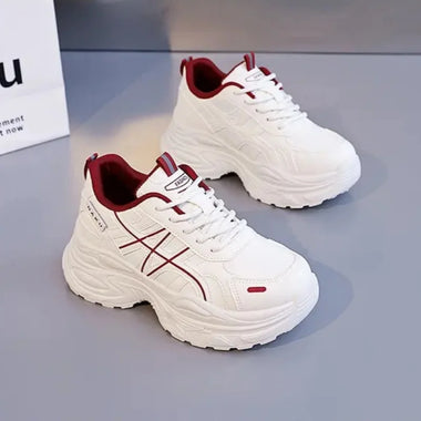 Women Chunky Sneakers Spring Summer Korean Style Dad Shoes Wavy Sole Casual Lace Up Daily Commute Versatile Footwear