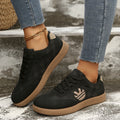 Women's 2026 Fall Women's Fashion Suede Sneakers with Double Buckle Metal Details Lightweight Breathable Comfortable Casual Flats