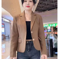 Korean Lady Solid Color Short Suit Outwear Women Fashion Leisure Small Suit Coat Spring Autumn Female Long Sleeves Blazer Jacket