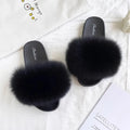 Fashion Lovely Real Fox Fur Slippers Women, Luxury Flat Sandals