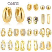 Original 2026 S925 Sterling Silver Zircon 18K Gold Lining Vintage Hoop Earrings for Women Birthday Party Wedding Gift Jewellery