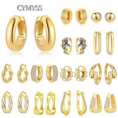 Original 2026 S925 Sterling Silver Zircon 18K Gold Lining Vintage Hoop Earrings for Women Birthday Party Wedding Gift Jewellery