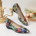 Spring Autumn Print Design Pointed Toe Women's Mid Heel Single Shoes 2026 Fashion Simple Style Outdoor Casual Shoes for Women