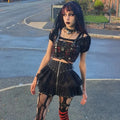 Gothic Skater Punk Vintage High Wasit Skirt Women's Zipper Front Japanese Style Kawaii Black Harajuku Cosplay Mini Skirts