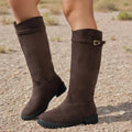 Women's New Autumn Winter Western Style Long-thigh Boots Heightened Comfort Retro Warm Fashion Boots Flat Shoes Plus Size 36-43
