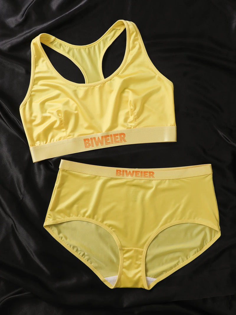 Satin Solid Lingerie Set, Luxurious Feel, Smooth Breathable, Ideal for Women's Casual Sports and Home Commute