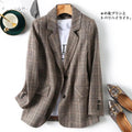Vintage Blazer Women  Single Breasted Office Ladies Plaid Blazer Long Sleeve Loose Plaid Coat Jacket Women Blazers Female 2025