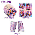 Party Disposable Set K-Pop Theme Disposable Tableware Set for Kids Birthday Baby Shower Party - Paper Plates Cups And Tablecloth with Birthday Banner