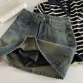 2024 Trendy Brands A Word Denim Short Skirt Gothic Retro Mini Skirt Women Y2k Sexy Tight Bag Hip Skirts Female Slim Shorts