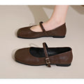2025 New Women's French Vintage Mary Janes - Genuine Leather Flats with Antique Brass Buckle, Low Heel Dress Shoes for Spring