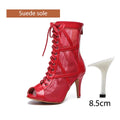 DKZSYIM Latin Dance Shoes Women Red Black Ballroom High Top Jazz Shoes Ladies Men's 5-11cm Heels Salsa Tango Dancing Shoes