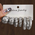 Punk Smooth Chunky Metal C-shaped Earrings For Women Fashion Thick Stud Earrings Vintage Aesthetic Set Jewelry Gifts