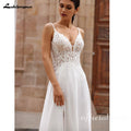 Dresses Wedding 2026 Lakshmigown Puffy Long Sleeve Boho Beach Wedding Dresses 2026 Off Shoulder Lace Chiffon V Neck Bridal Gown Customized