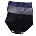 3Pcs Plus Size Underwear Women's Panties Ice Silk Solid Color Ladies Seamless Underpant Girls Briefs Breath Sexy Lingerie Female