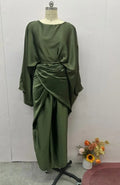 Simple Bat Sleeve Strap Solid Color Dress for Women 2025 Spring Summer New Loose Long Dresses