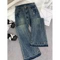 Retro Low-Waisted Jeans Female Autumn New embroidery Old Casual Fashion Temperament Slim Joker Bell Bottoms.