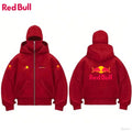 2026 New Men's Red Bull Logo Double-Hood Hoodie – Sporty, Balaclava-Style, Gothic & Harajuku Aesthetic, Zip-Up, Fast Shipping