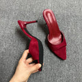Summer New Sexy Pointed Toe Simple Women's High Heels Fashion Solid Color Casual Thin Heel Women Shoes Мюли Женские На Каблуке