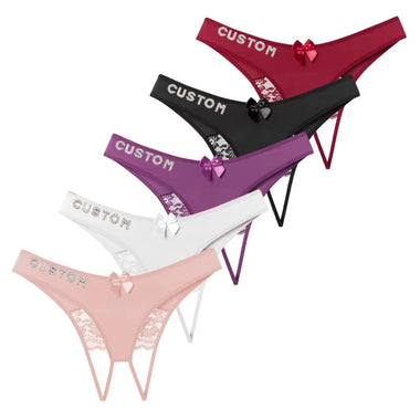 1PC Sexy Seamless Women's Lingerie  Low-Rise Breathable Women's Underwear  Delicate Lace Bows  Customizable Initials  Exclusive